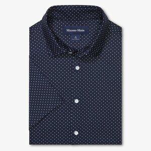 Mizzen+Main - Leeward Dress Shirt - Navy With White Dots
